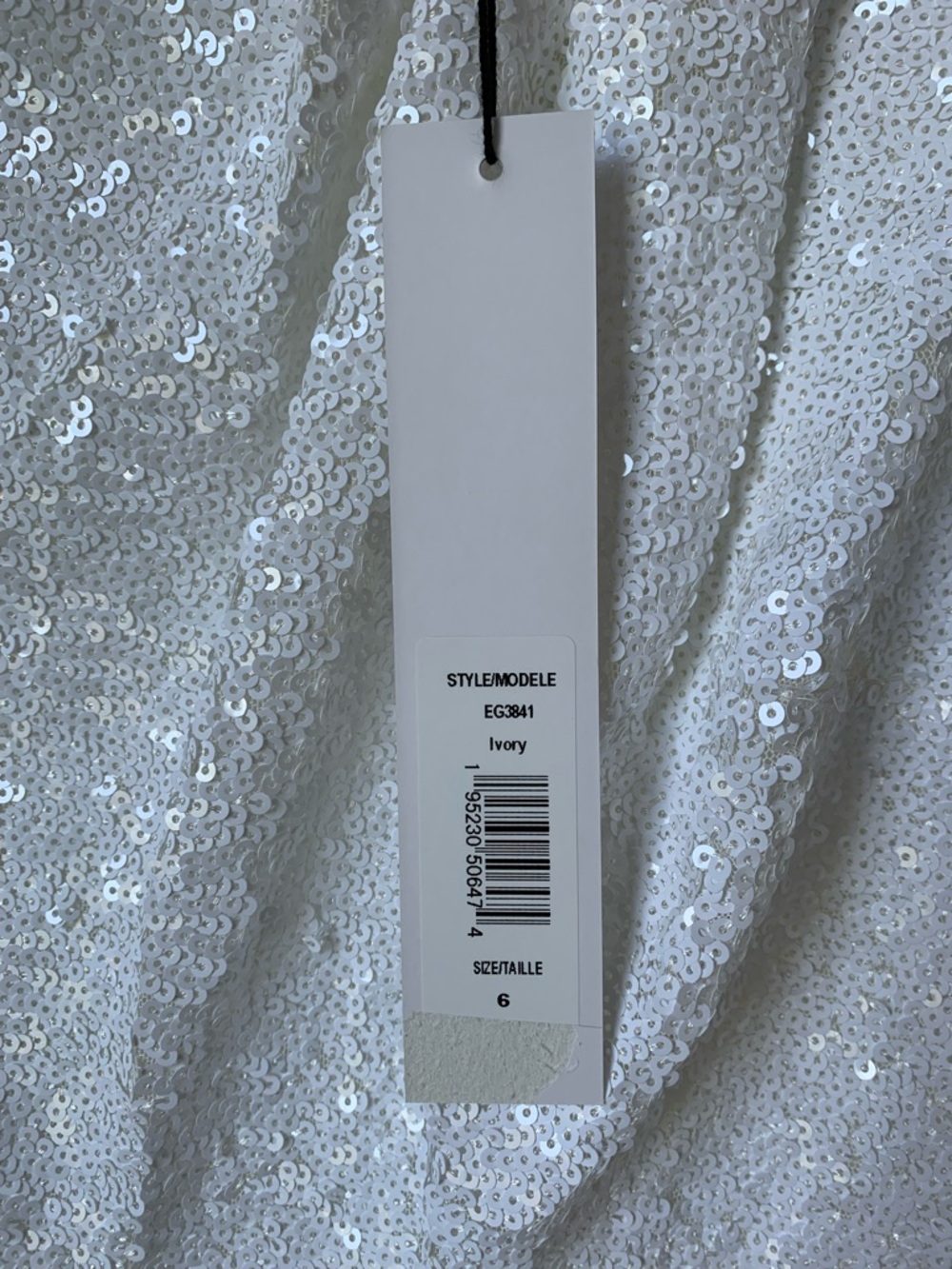 Badgley Mischka Sequined Mesh Gown White NWT Size 6 & 8 - Picture 6 of 11
